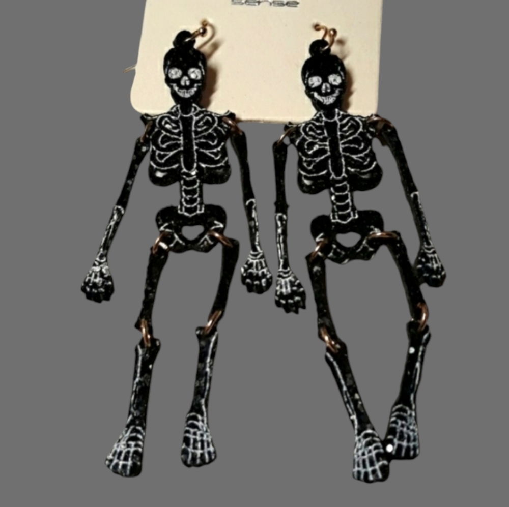 Skeleton wiggly dangle earrings